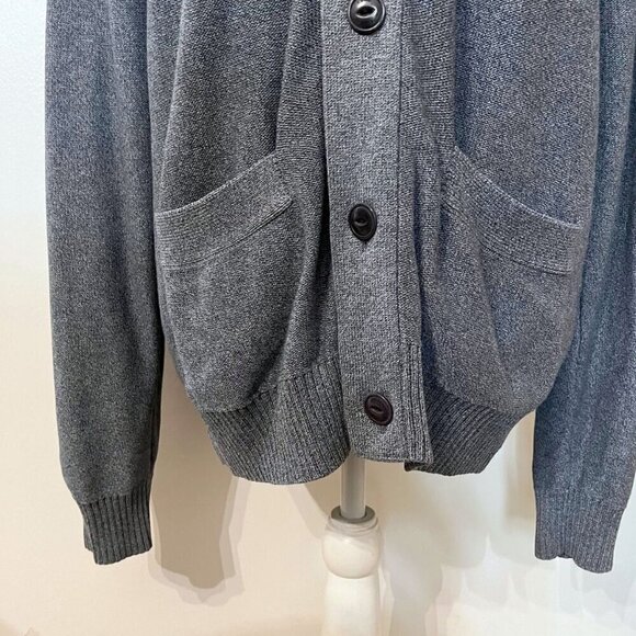 AIGLE MEN'S GREY 100% COTTON SHAWL LAPEL CARDIGAN - L - Picture 5 of 13